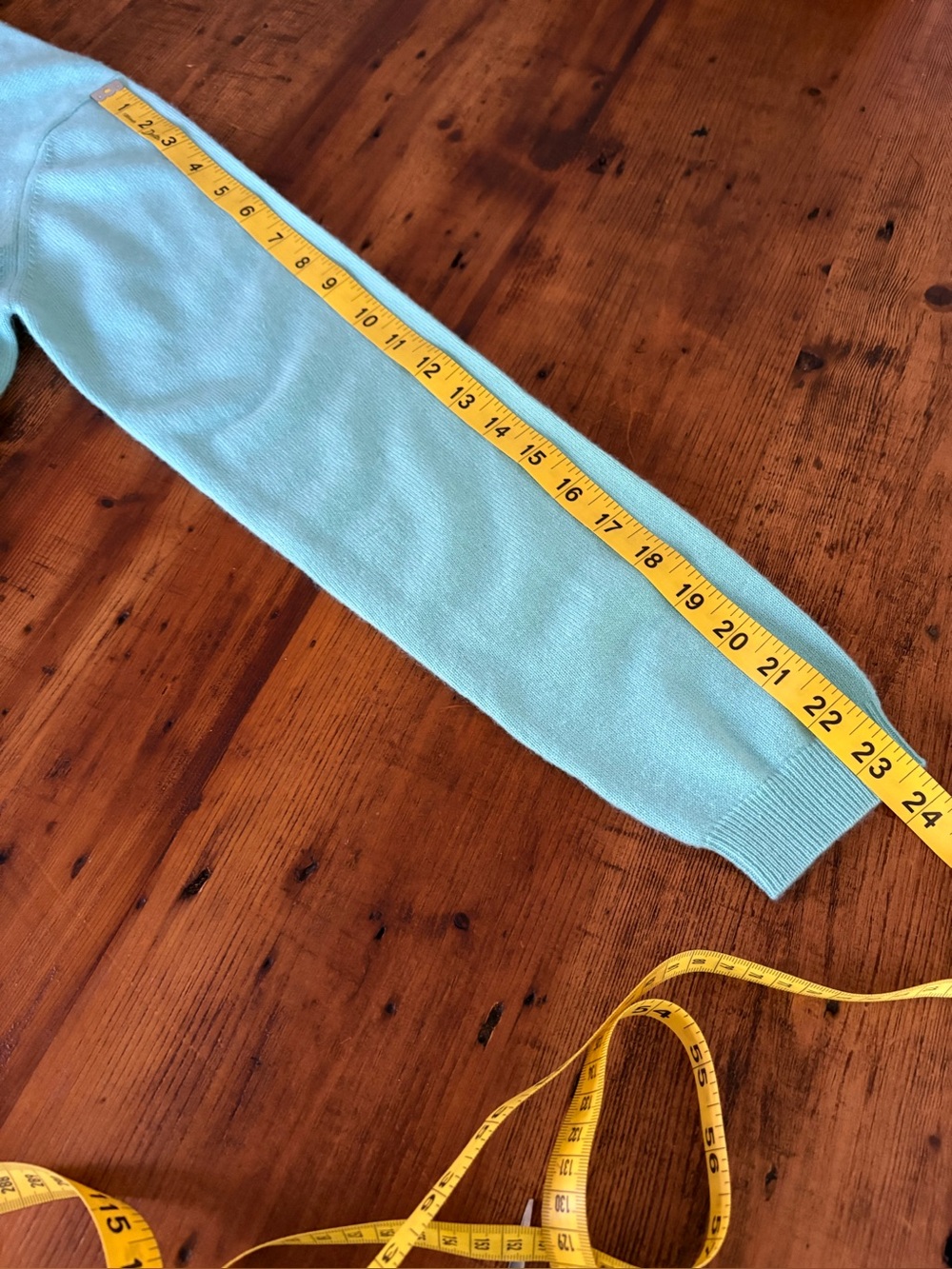 Jacobson's 100% Cashmere Crewneck Cardigan Sweater Aqua Turquoise Blue M - Picture 5 of 8